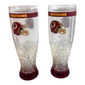Washington Redskins Double-Wall Plastic Beer Glasses Tumbler Commanders Set Of 2